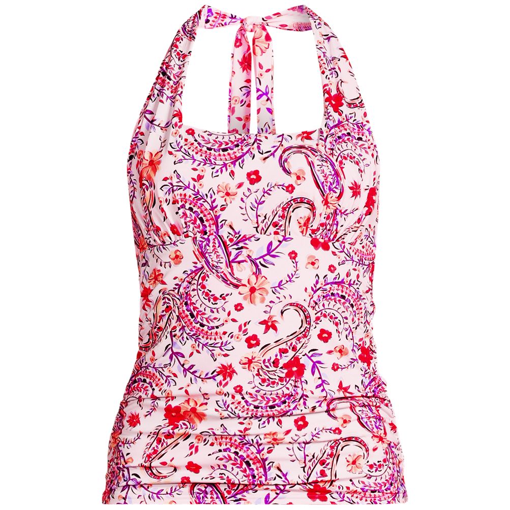 lands end square neck halter swim dress Women's Chlorine Resistant Tankini Swimsuit Top BOYS LACE