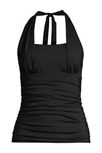 Women's Plus Size Chlorine Resistant Square Neck Halter Tankini Top Swimsuit, Front