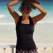 Women's Chlorine Resistant Square Neck Halter Tankini Swimsuit Top , alternative image