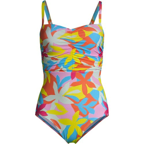 Lands' End Women's Chlorine Resistant Tummy Control Sweetheart One Piece  Swimsuit With Adjustable Straps - 14 - Clay Bisque Retro Paisley : Target