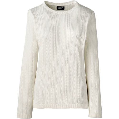 School Uniform Women's Cotton Modal Long Sleeve Textured Stitch Pullover  Sweater