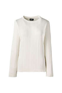 Women's Cotton Modal Long Sleeve Textured Stitch Pullover Sweater