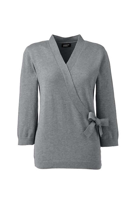 Women's Cotton Modal Three Quarter Tie Waist Pullover Sweater