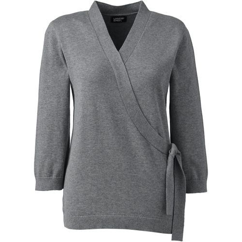 Women's Cotton Modal Three Quarter Tie Waist Pullover Sweater