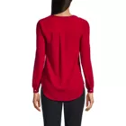 Women's Shirred Long Sleeve Split Neck Blouse