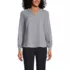 Women's Shirred Long Sleeve Split Neck Blouse, Front