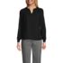 Women's Petite Shirred Long Sleeve Split Neck Blouse, Front