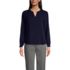 School Uniform Women's Shirred Long Sleeve Split Neck Blouse, Front