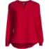 Women's Petite Shirred Long Sleeve Split Neck Blouse, Front