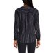 Women's Petite Shirred Long Sleeve Stripe Split Neck Blouse, Back