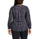 Women's Plus Size Shirred Long Sleeve Stripe Split Neck Blouse, Back