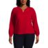 Women's Plus Size Shirred Long Sleeve Split Neck Blouse, Front