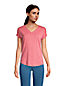 Women's Petite Short Sleeve Slub V Neck T-Shirt