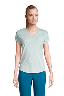 Women's Short Sleeve Slub V Neck T-Shirt 