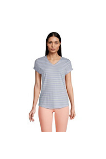 Shirt mit V-Ausschnitt aus Baumwolle/Modal für Damen