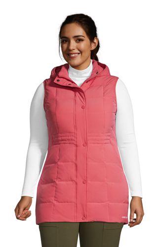 Hooded Down Gilet with Stretch, Women, Size: 20-22 Plus, Red, by Lands’ End
