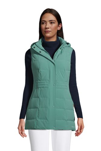 Women's Winter Hooded Long Down Vest Full-Zip Sleeveless Puffer Vest  Fashionable Coats Jacket Outerwear with Pockets