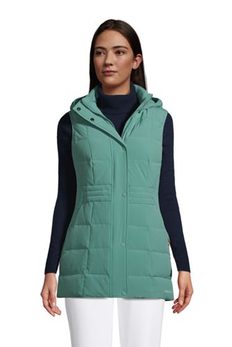 Women's Winter Hooded Long Down Vest Full-Zip Sleeveless Puffer Vest  Fashionable Coats Jacket Outerwear with Pockets 