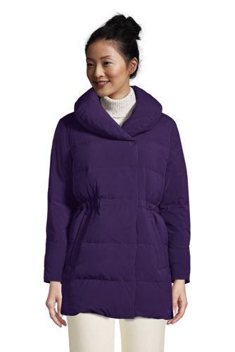 Women's Quilted Down Shawl Collar Wrap Coat With Stretch