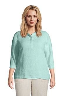 Women's Three Quarter Sleeve Linen Popover Shirt