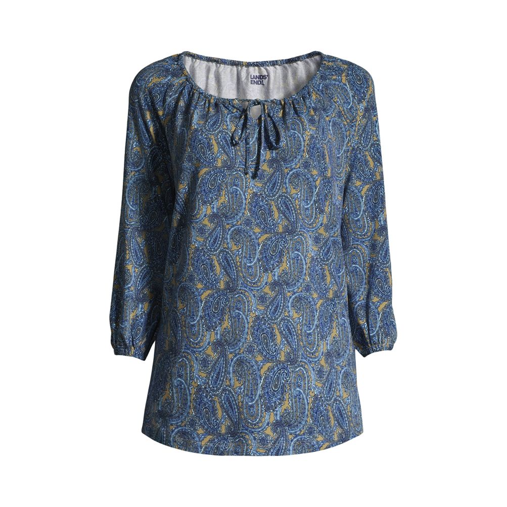 2025ss 新品未使用Peasant Tunic 8y Women's Petite 3/4 Sleeve Peasant Tunic | Lands' End