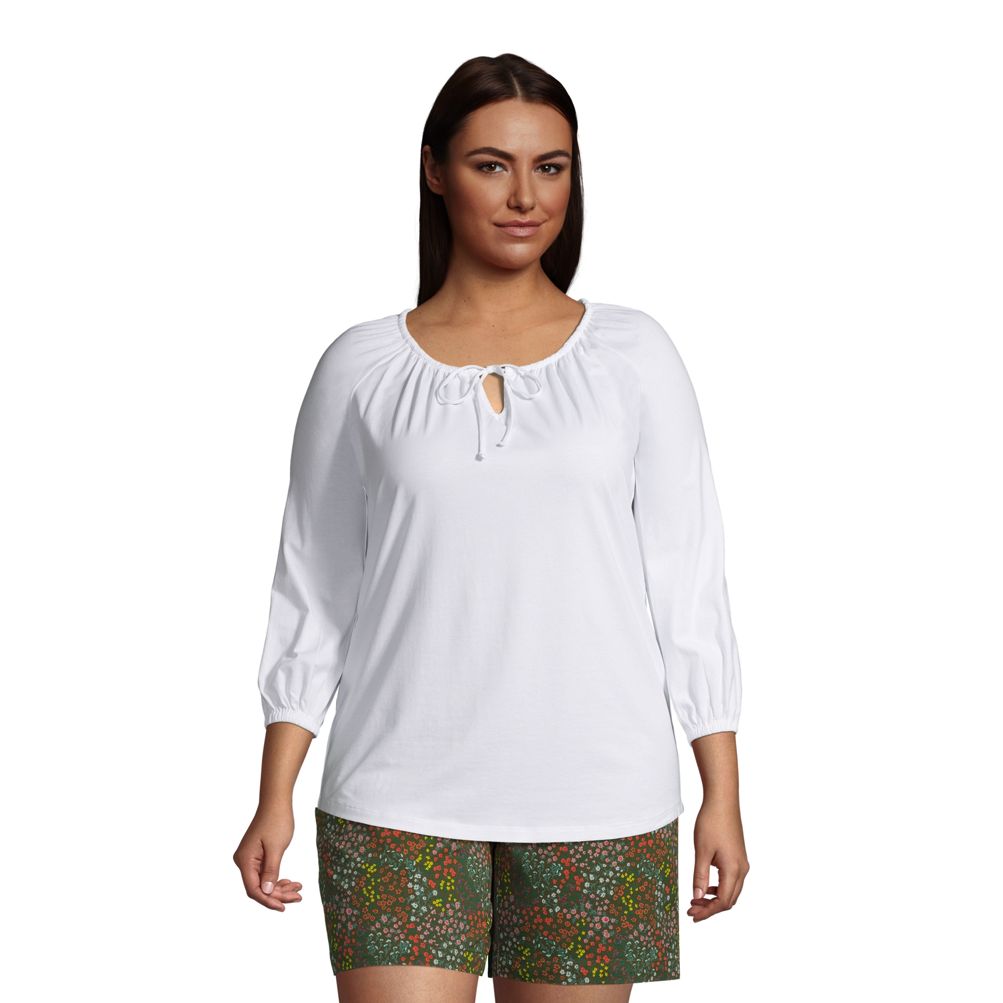 Plus size 2024 white peasant top