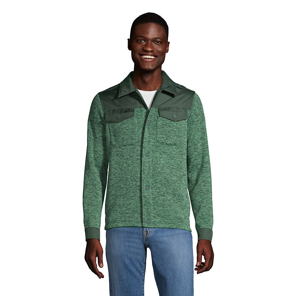 Men's Sweater Fleece Shirt Jacket | Lands' End