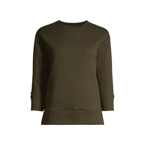 Women's 3/4 Sleeve Quilted Crew Neck Top - primary