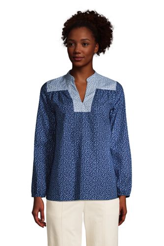 Women's Long Sleeve Poplin Cotton Popover Shirt