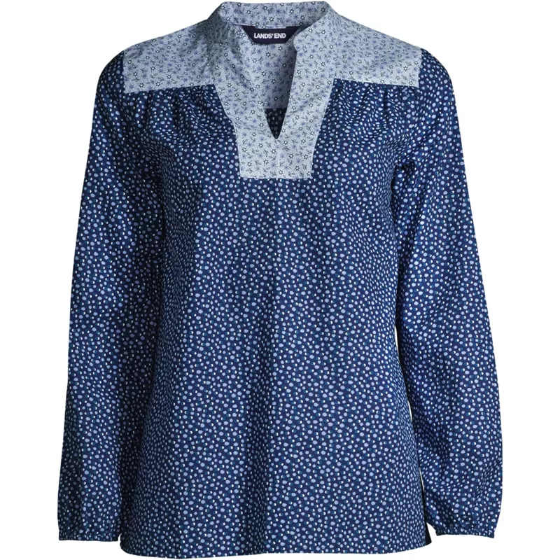 Women's Cotton Poplin Peasant Shirt, Front