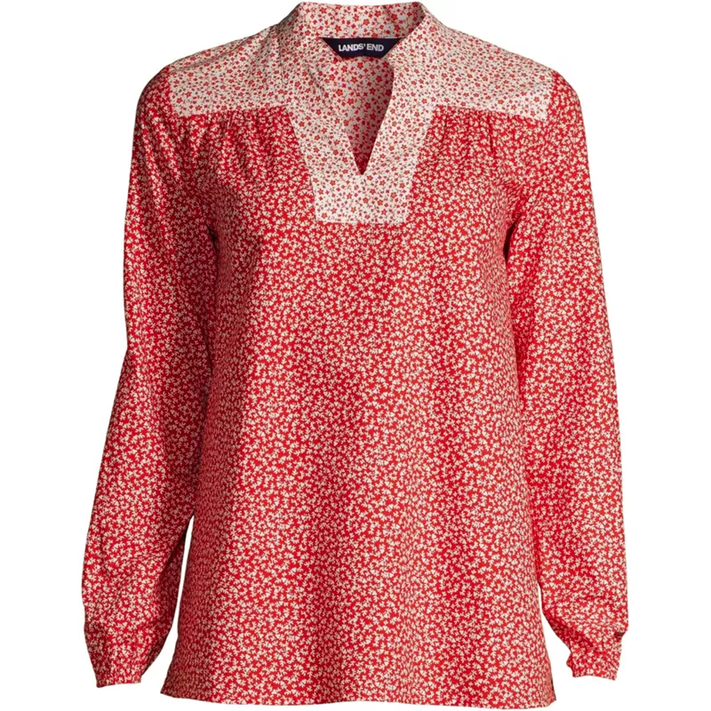 Women's Cotton Poplin Peasant Shirt, Front