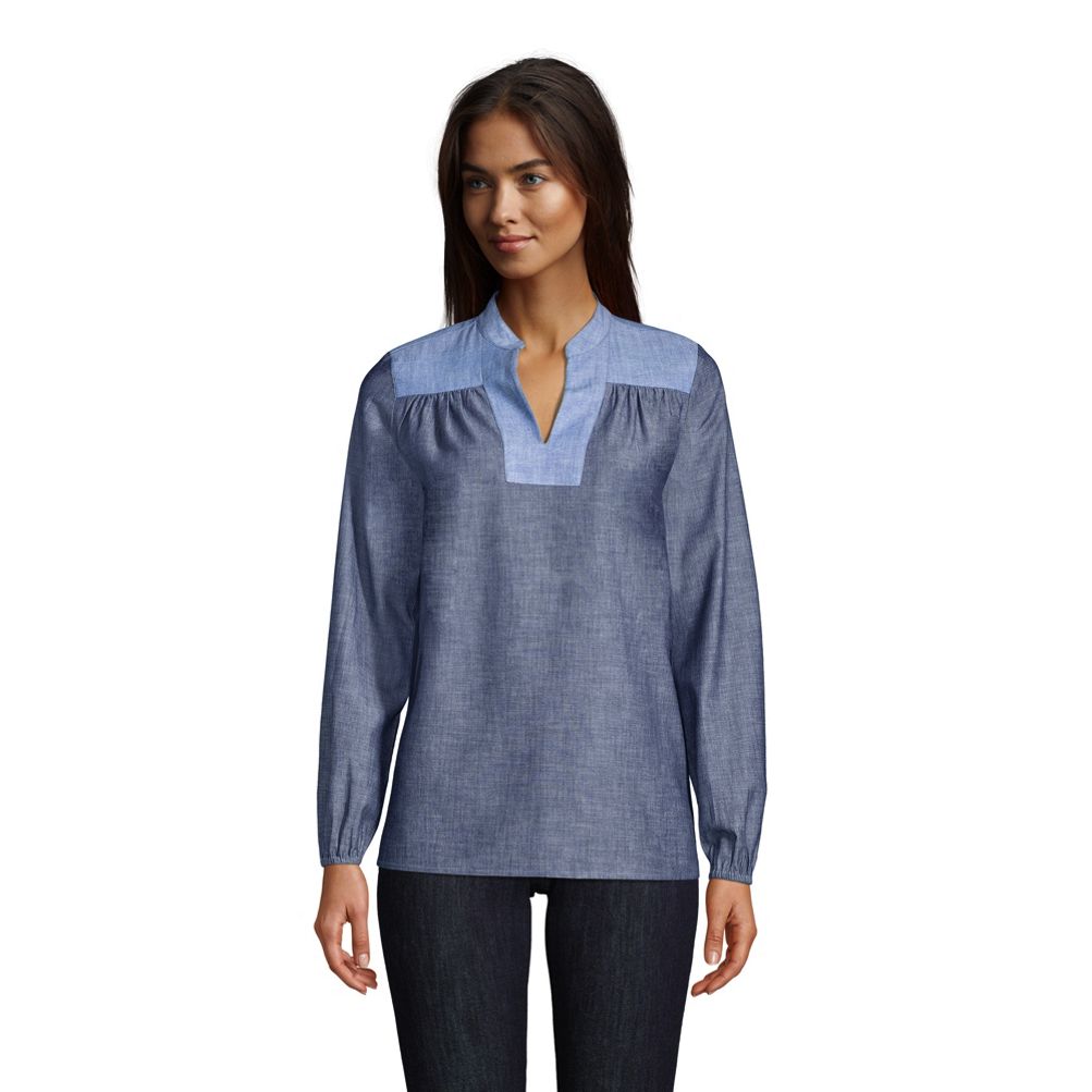 Chambray peasant top online