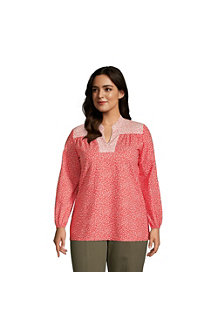 Women's Long Sleeve Poplin Cotton Popover Shirt
