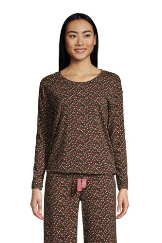 Women's Plus Size Cozy Pajama Set Long Sleeve Top and Print Leggings