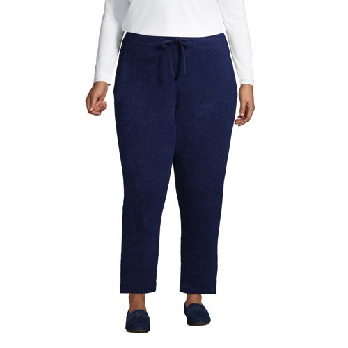 NWT Lands End Womens Serious Sweats Sweatpants Navy Prosperity Quilt Pants  XS