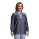 Women's Plus Size Chambray Mix Peasant Top, alternative image