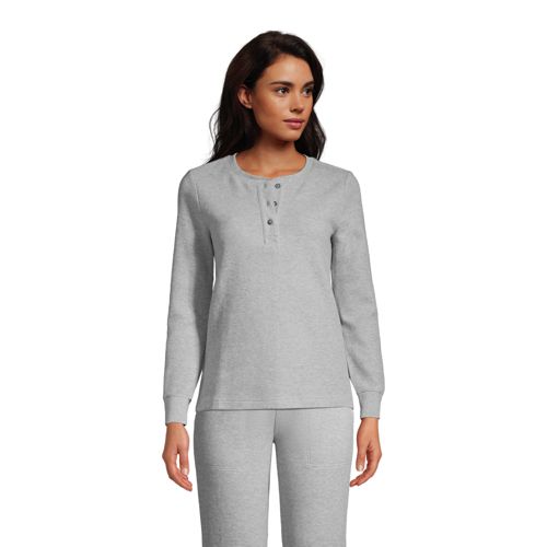 Women's Waffle Henley Pyjama Top Lands' End