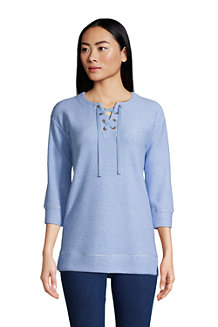 Women's Boucle Three Quarter Sleeve Lace Front Tunic 