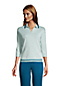 Women's Three Quarter Sleeve Fine Gauge Knit Cotton Polo Shirt