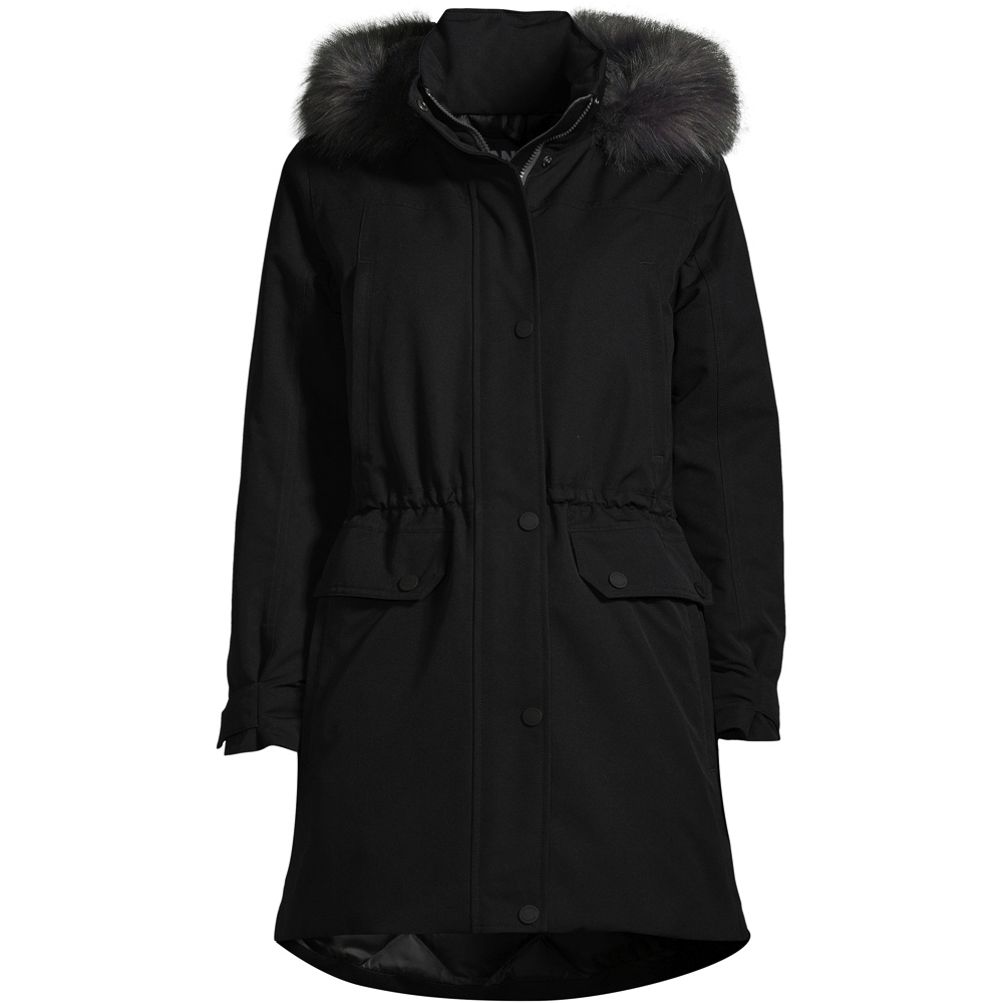 Lands' End Expedition parka impermeable de plumón para mujer con capucha de  piel sintética