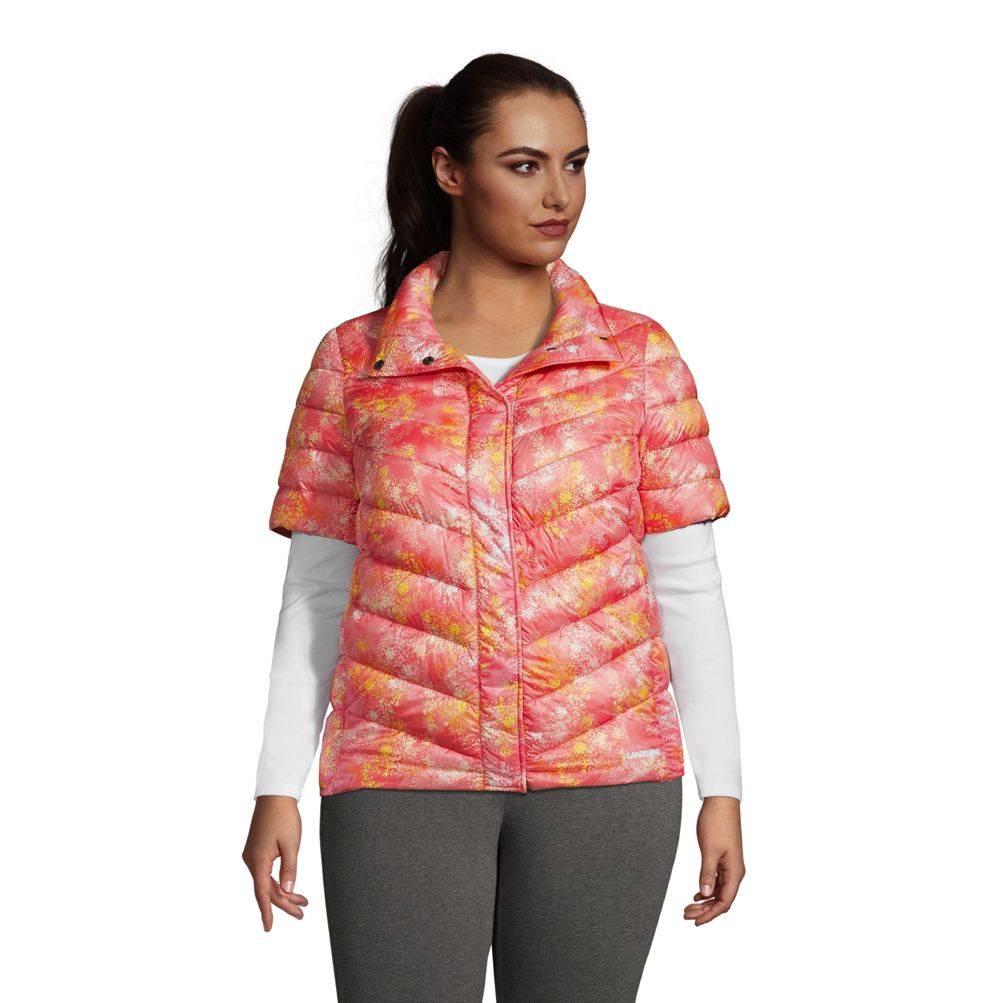 Women's Plus Size Ultra Lightweight Down Packable Short Sleeve Jacket |  Lands' End