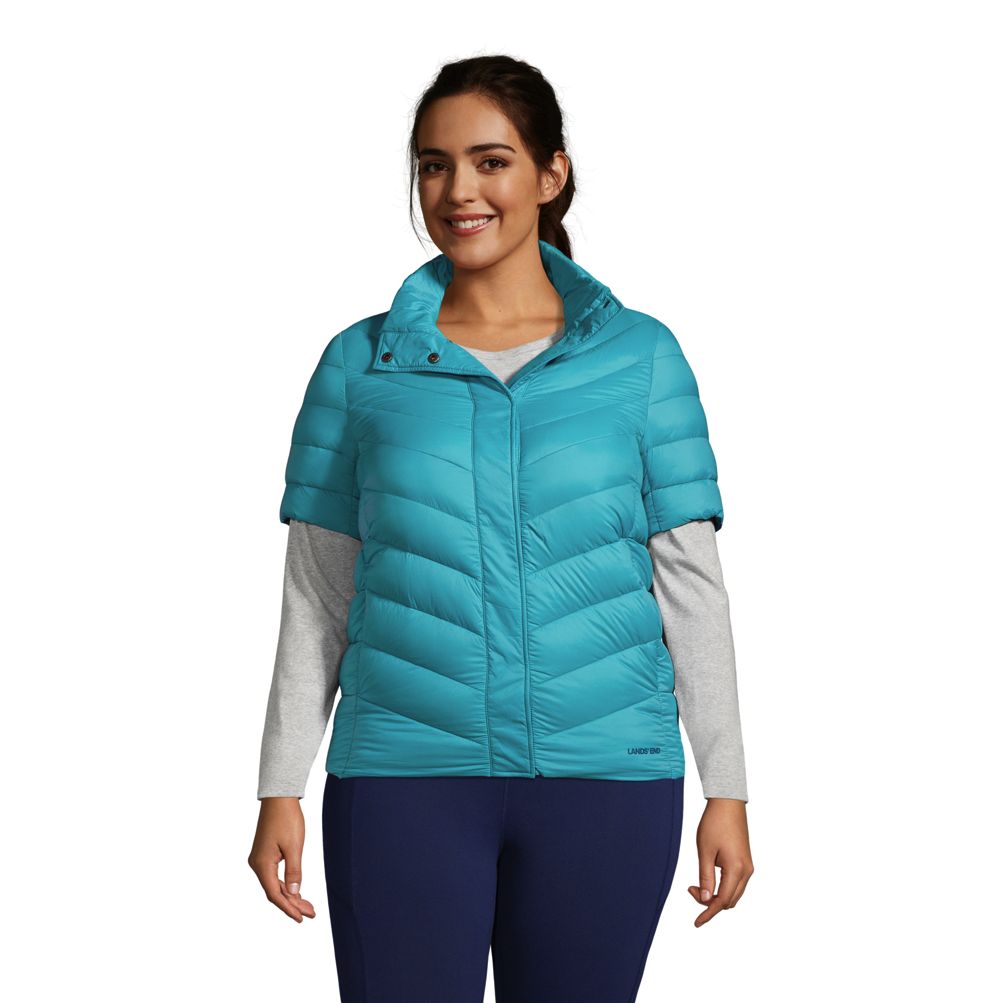 Plus Size Ultra Lightweight Down Packable Short Sleeve Jacket | Lands' End