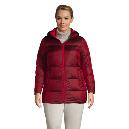 Women's Plus Hooded Wide Channel Down Puffer Jacket Lands' End
