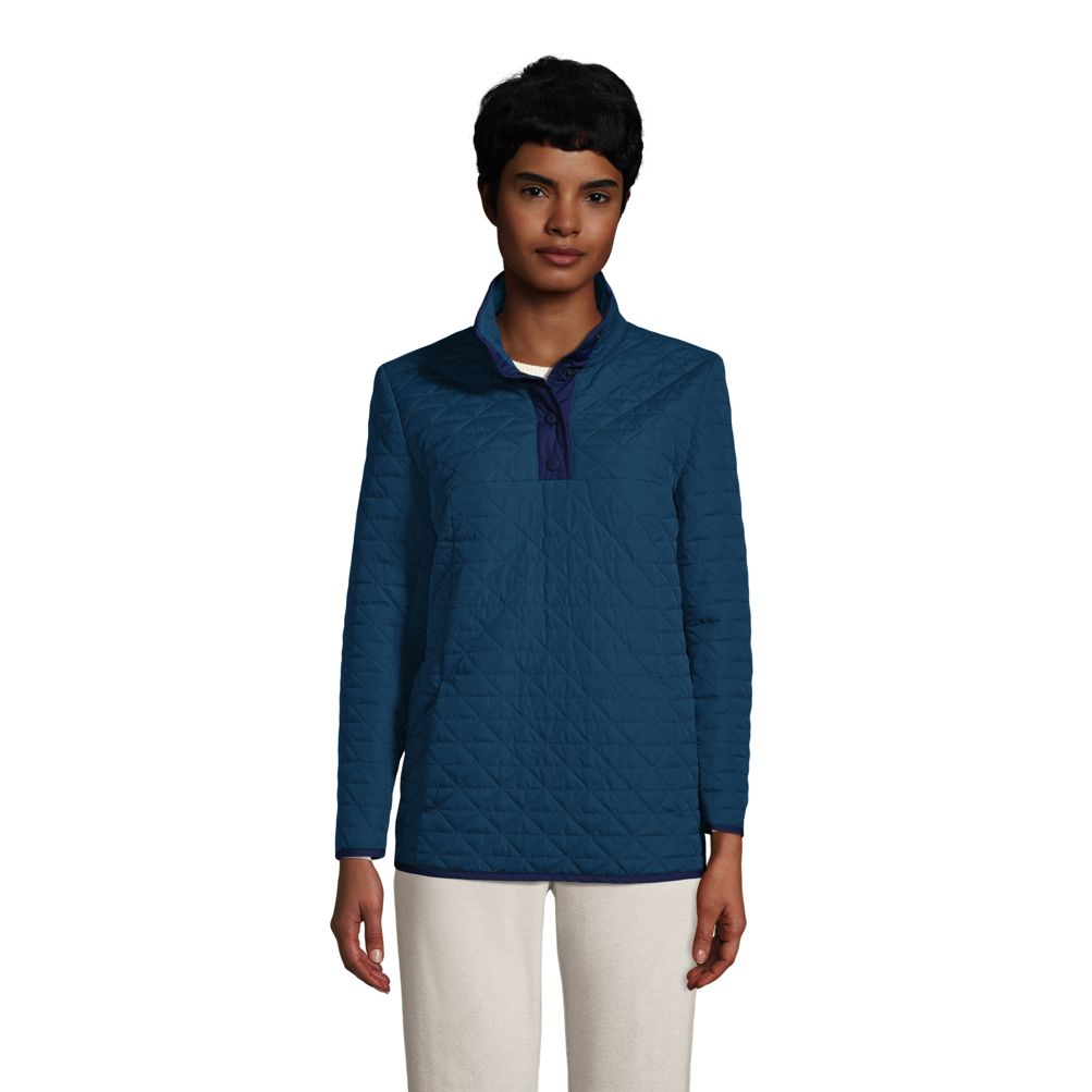 Women's Insulated Quilted Snap Neck Pullover | Lands' End