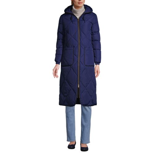 Lands' Women's End Insulated Quilted Maxi Primaloft ThermoPlume Coat in Deep Sea Navy