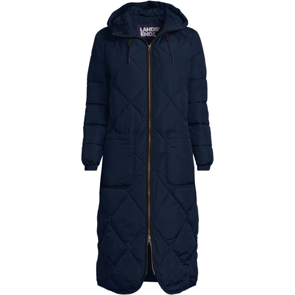 Land’s End Womens Long Maxi Down Filled NAVY 2024 Maxi Puffer Coat Size Large NEW