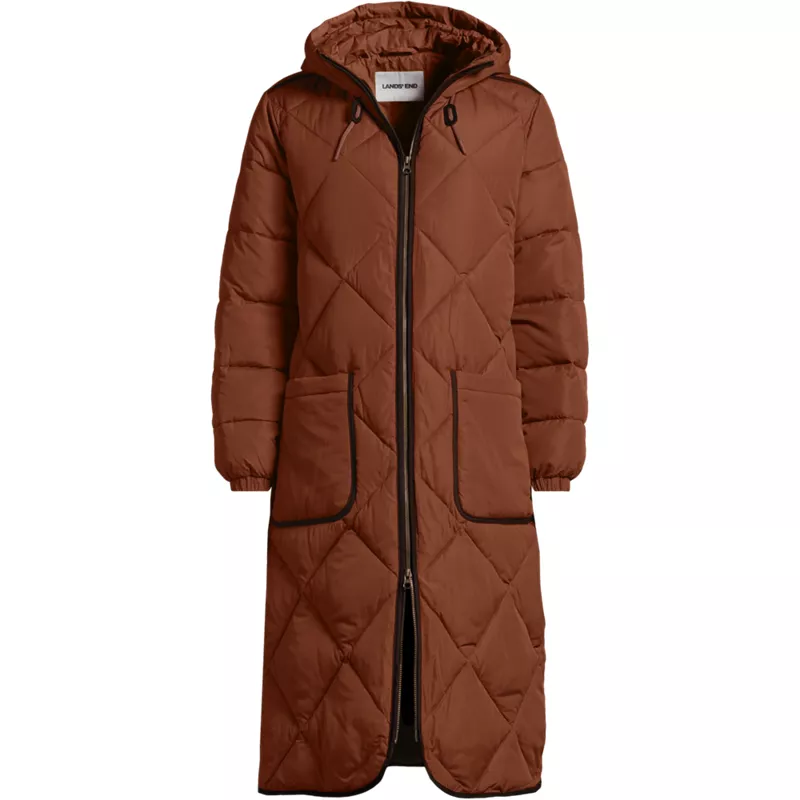Women's Plus Size FeatherFree Insulated Diamond Quilted Maxi Coat, Front