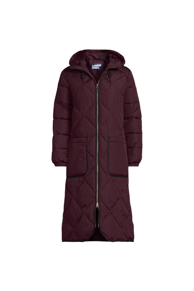 Lands' End Women's Petite Featherfree Insulated Diamond Quilted Maxi Coat In Red
