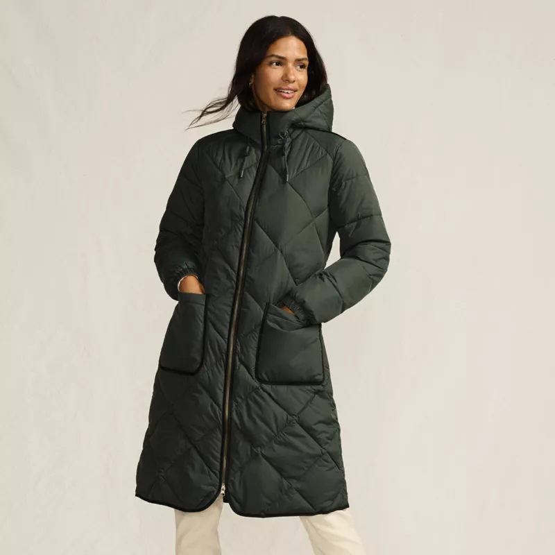 Women's FeatherFree Insulated Diamond Quilted Maxi Coat, alternative image