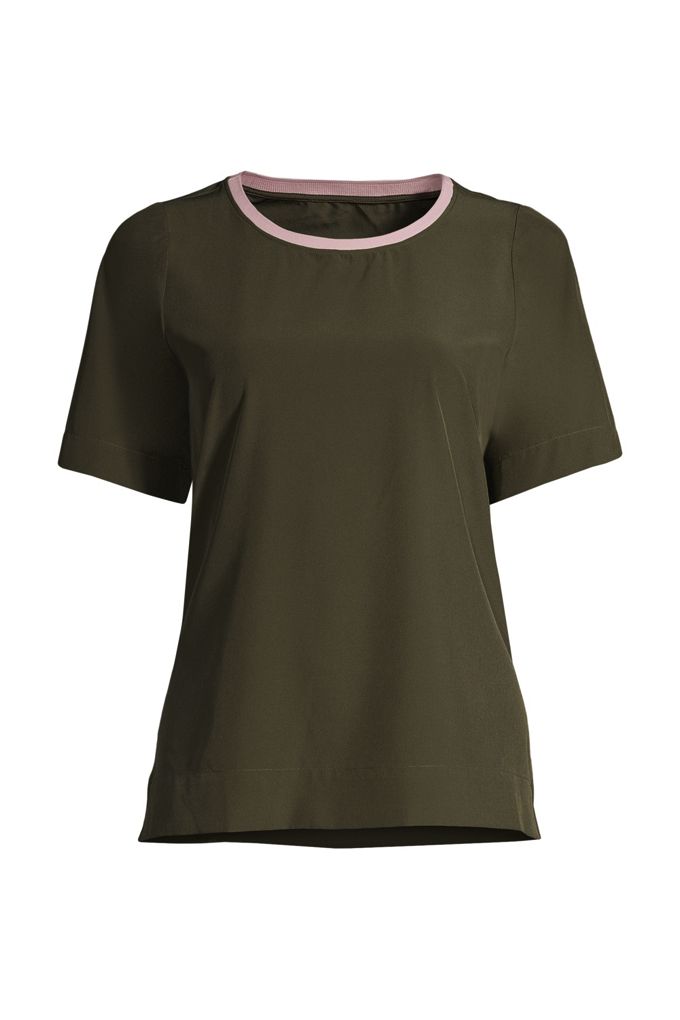 Lands' End Women's Tall Elbow Sleeve 365 Tunic Top In Green